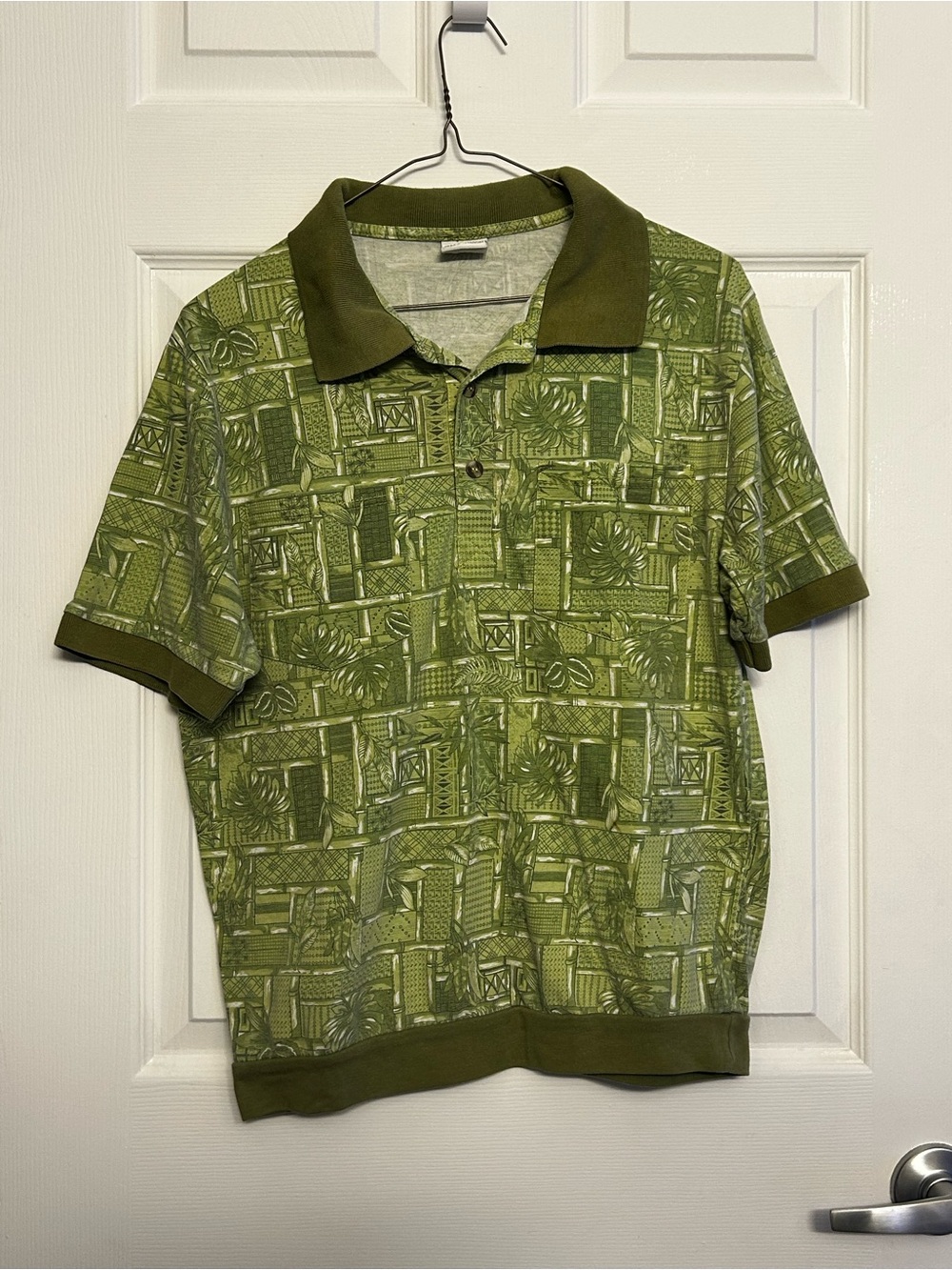 Haband Olive Green Patterned Polo with Dark Collar